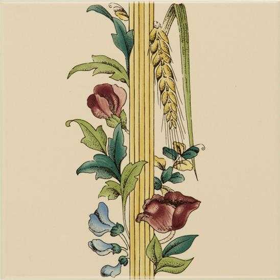 Poppy And Wheatsheaf With Wheat Border On Colonial White