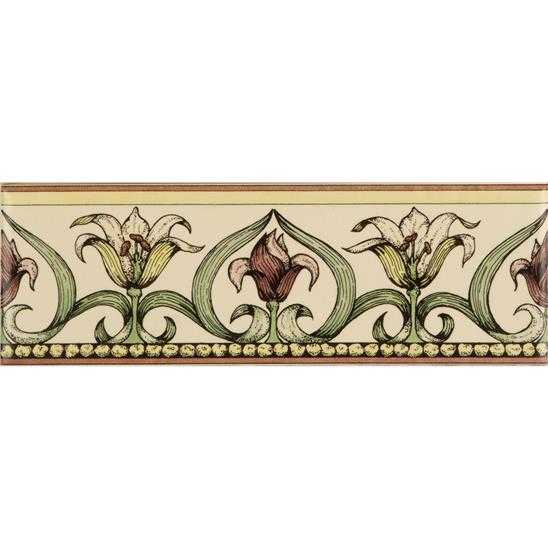 Art Nouveau Lily Green On County White