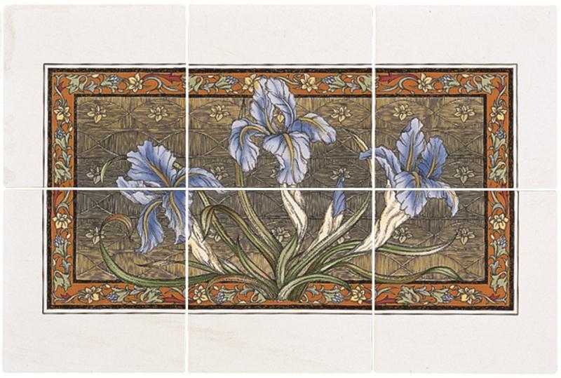 Blue Iris 6 Tile Panel On Brilliant White